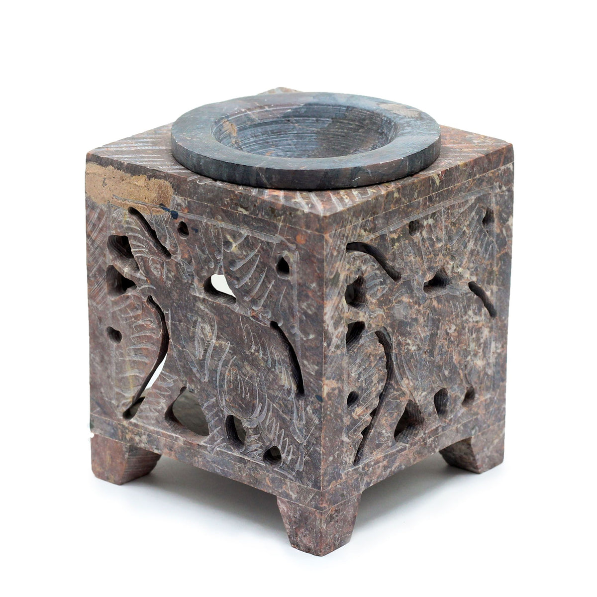 Square Soapstone Elephant Oil Burner