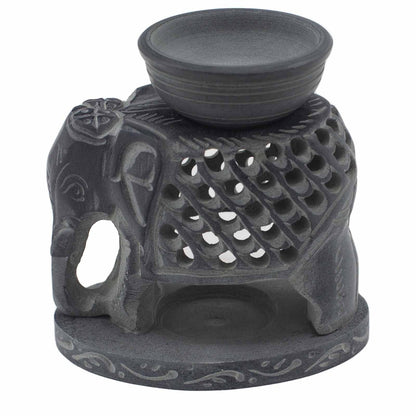Standing Elephant Soapstone Oil Burner