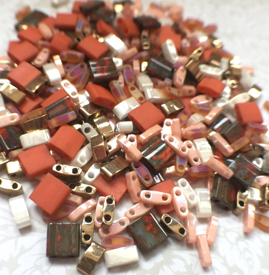 Sun Baked Assorted Colours and Sizes of Tila Beads 8 grams