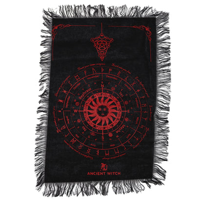 Sun Face Pendulum Divination Cloth Black & Blood Red