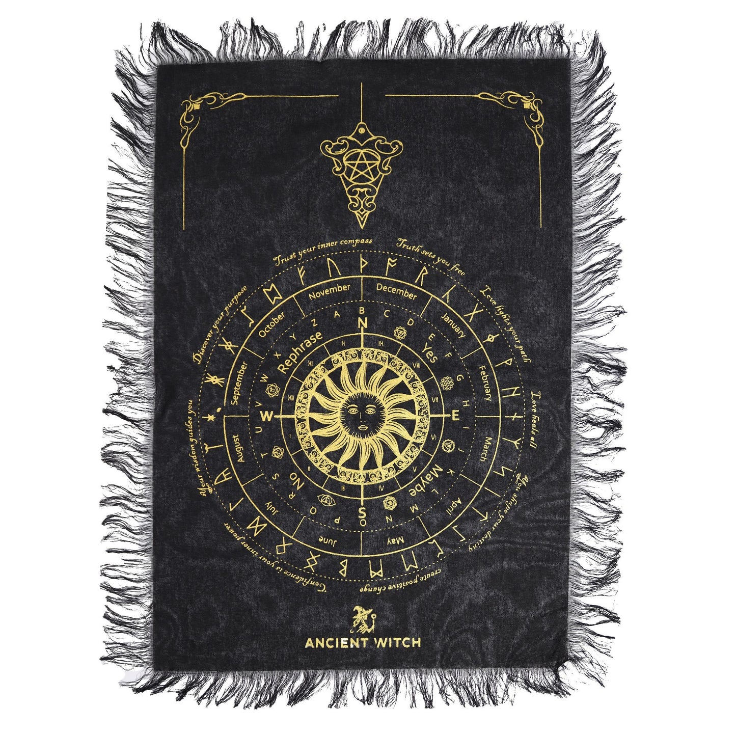 Sun Face Pendulum Divination Cloth Black & Gold