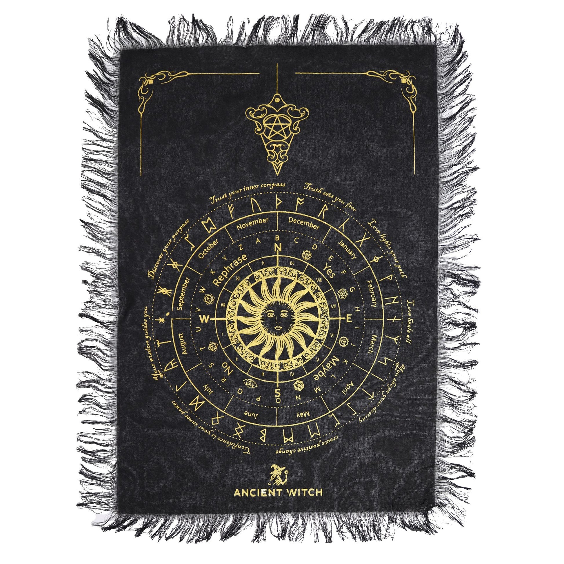Sun Face Pendulum Divination Cloth Black & Gold
