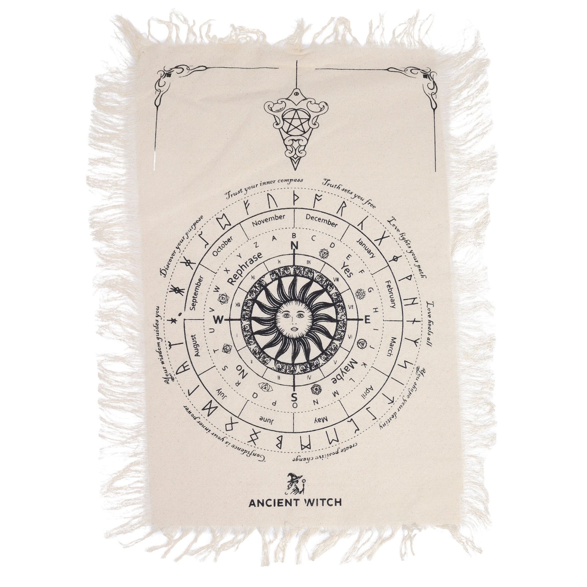 Sun Face Pendulum Divination Cloth Natural & Black
