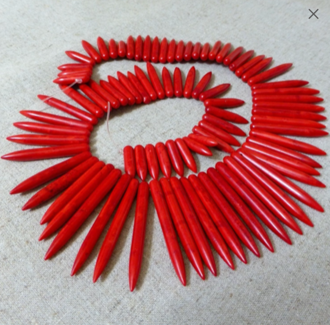 Synthetic Red Howlite Stick Beads - Strand of 100