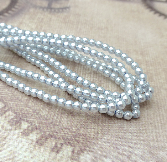 Tanzanite Round Czech Glass Pearls 2mm Strand of 150 beads
