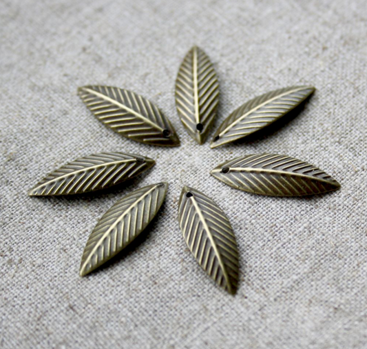 Thin Charm Leaf Antique Bronze Colour - Pack of 50