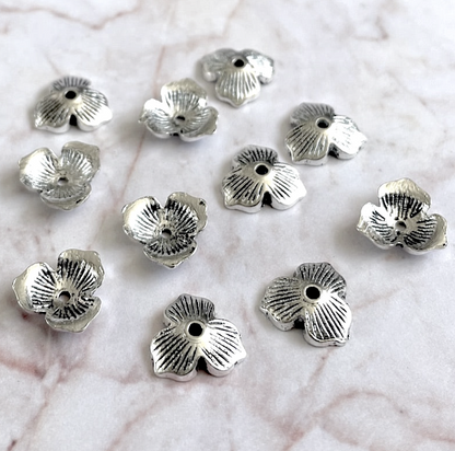 Three Leaves Bead Caps Antique Silver Colour - Pack of 20