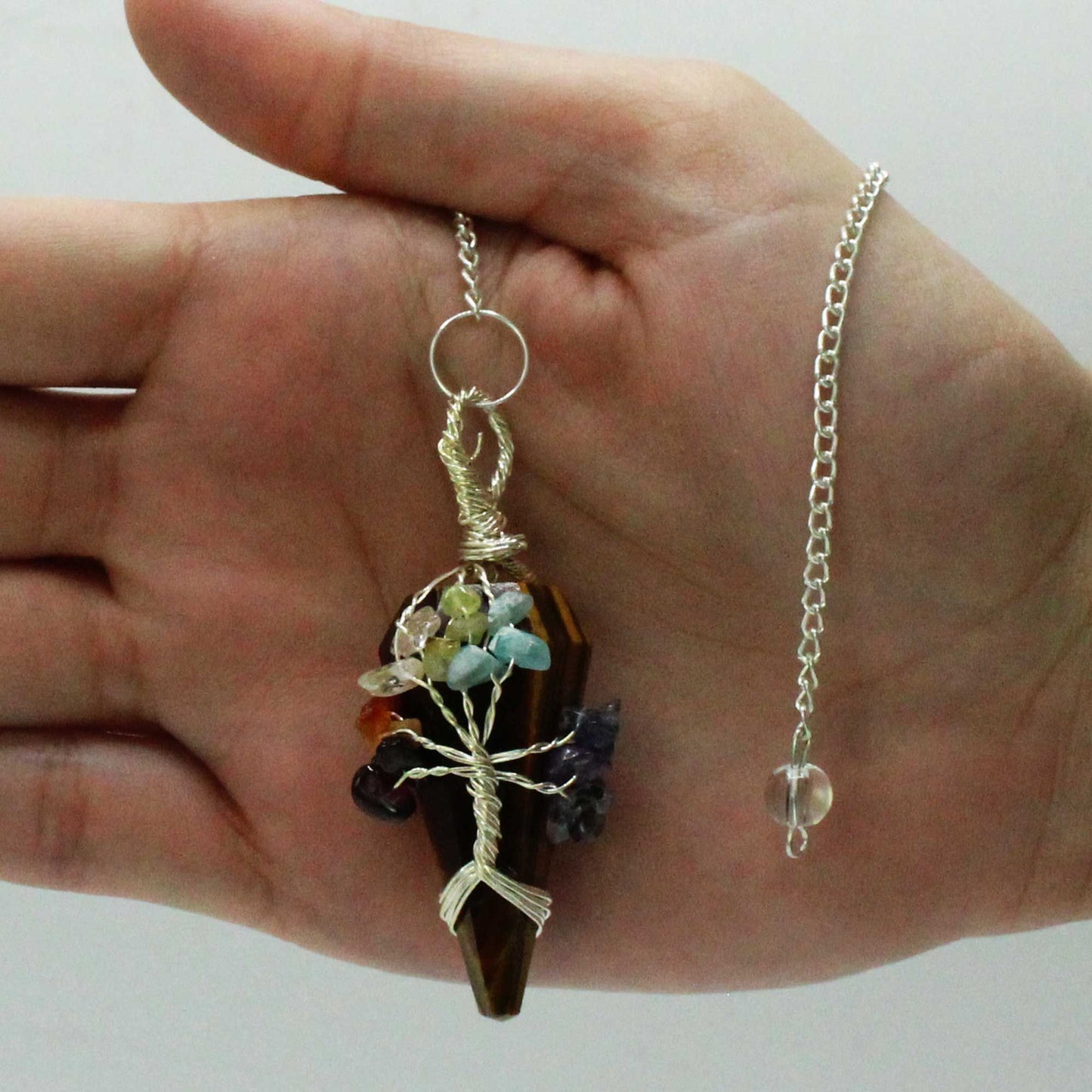 Tiger Eye Magic Seven Chakra Pendulum - One Piece