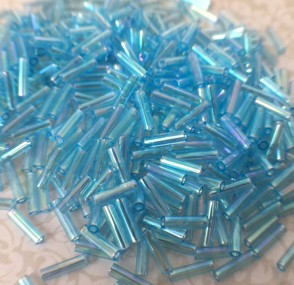 Transparent Aqua AB 6mm Miyuki Bugle Beads BGL2-9260 - 10 grams