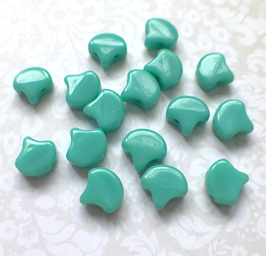 Turquoise Green Ginko Duo Beads by Matubo - 10 grams