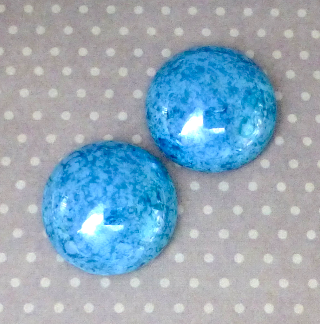 Turquoise Lumi High Quality Glass Cabochon Pack of 2