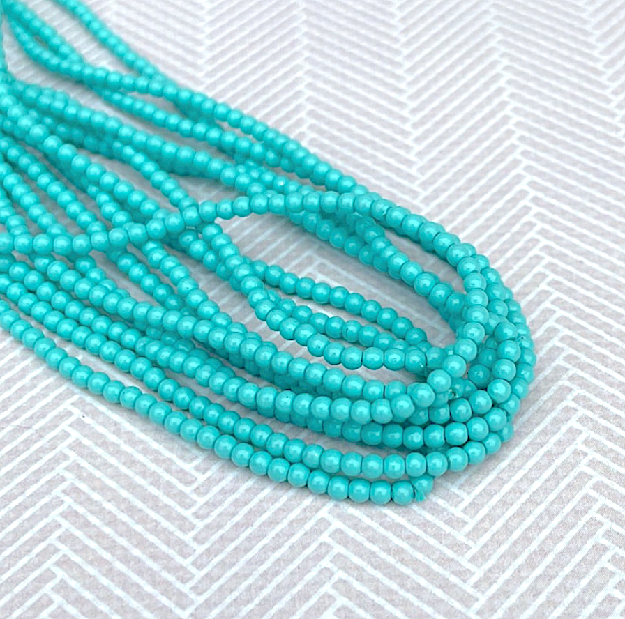 Turquoise Round Czech Glass Pearls 2mm Strand of 150 beads