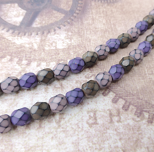 Vineyard Fire Polished Glass Snake Beads 6mm Strand of 25