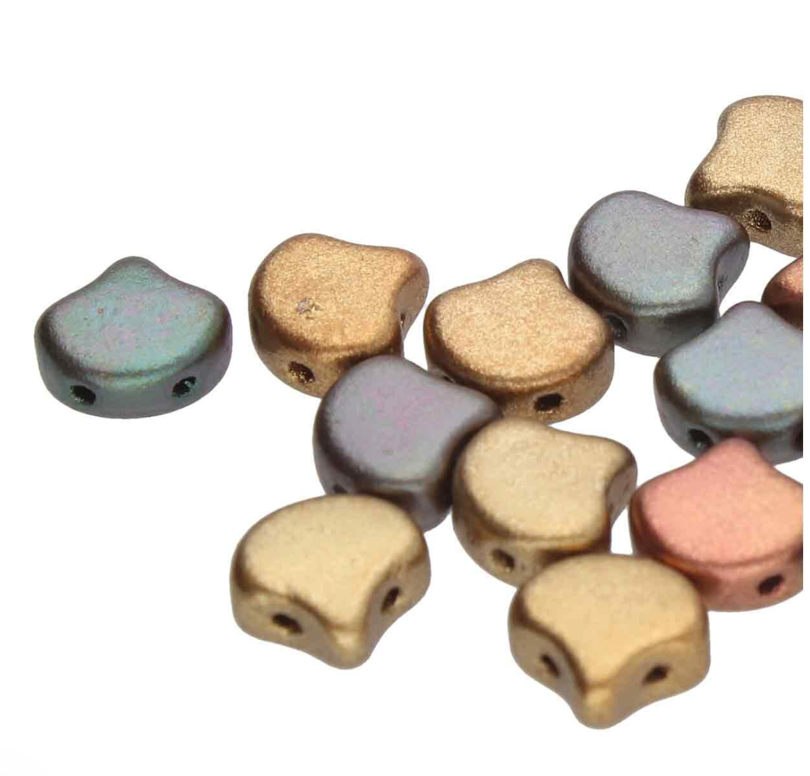 Violet Rainbow Ginko Duo Beads by Matubo - 10 grams