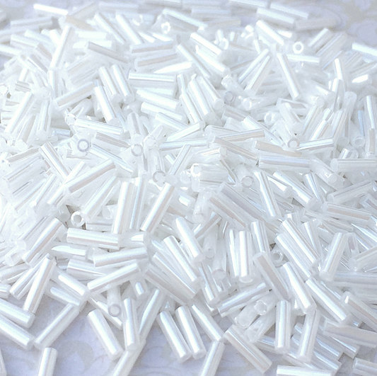 White Pearl Ceylon 6mm Miyuki Bugle Beads BGL2-9528 - 10 grams