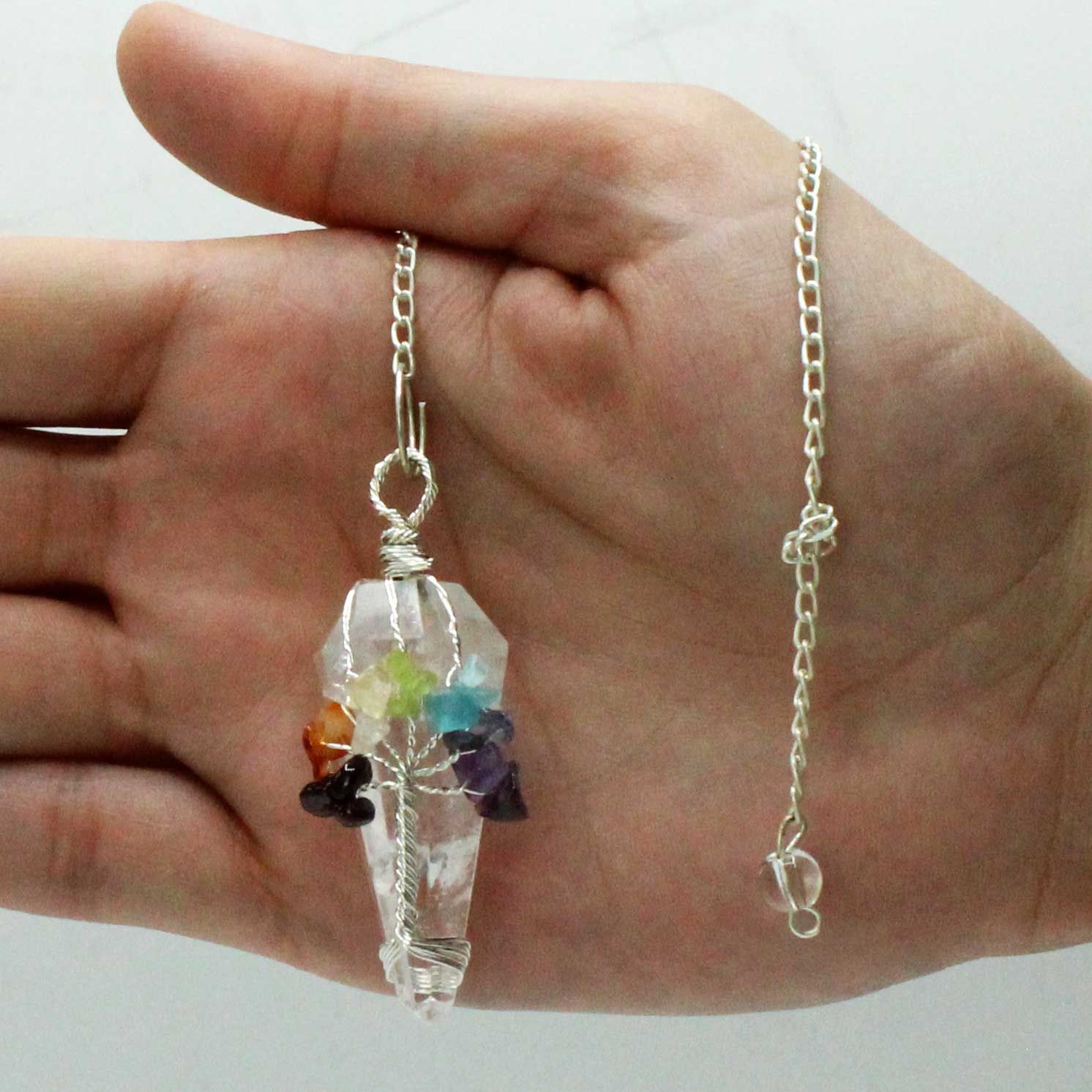 Rock Quartz Magic Seven Chakra Pendulum - One Piece