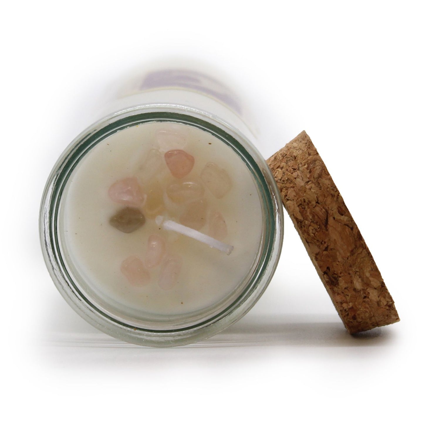Magic Spell Candle for Love with ROSE QUARTZ Gemstones & JASMINE Fragrance