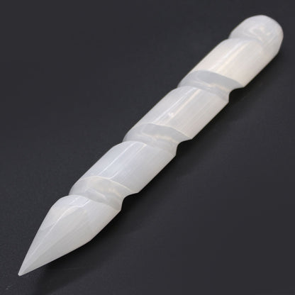 Selenite Spiral Wands - 16 cm Point One End