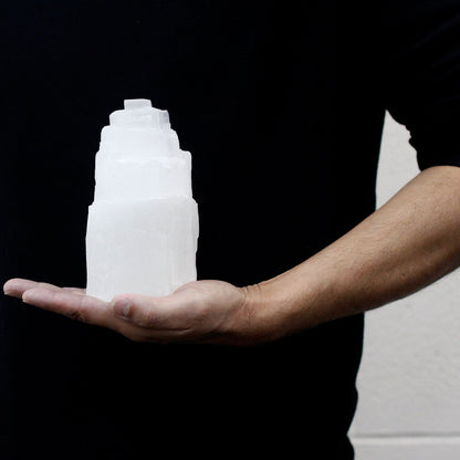 Natural Cleansing Selenite Tower Lamp - 15 cm