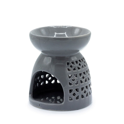 Classic Oil Burner Grey Morrocan Cutout