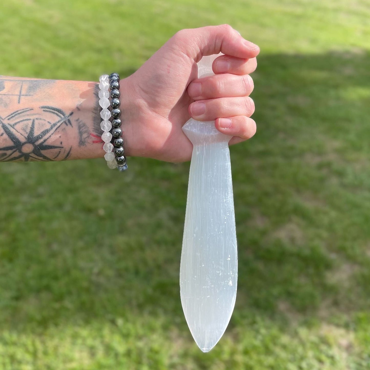 Selenite 25cm Large Ritual Knife - Spiral