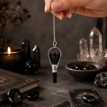 Black Agate Angel Pendulum