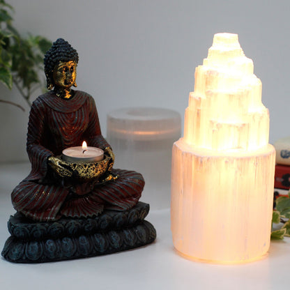 Natural Cleansing Selenite Tower Lamp - 20 cm
