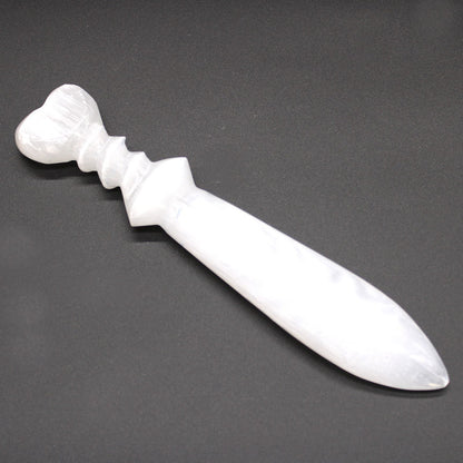 Selenite 25cm Large Ritual Knife - Spiral