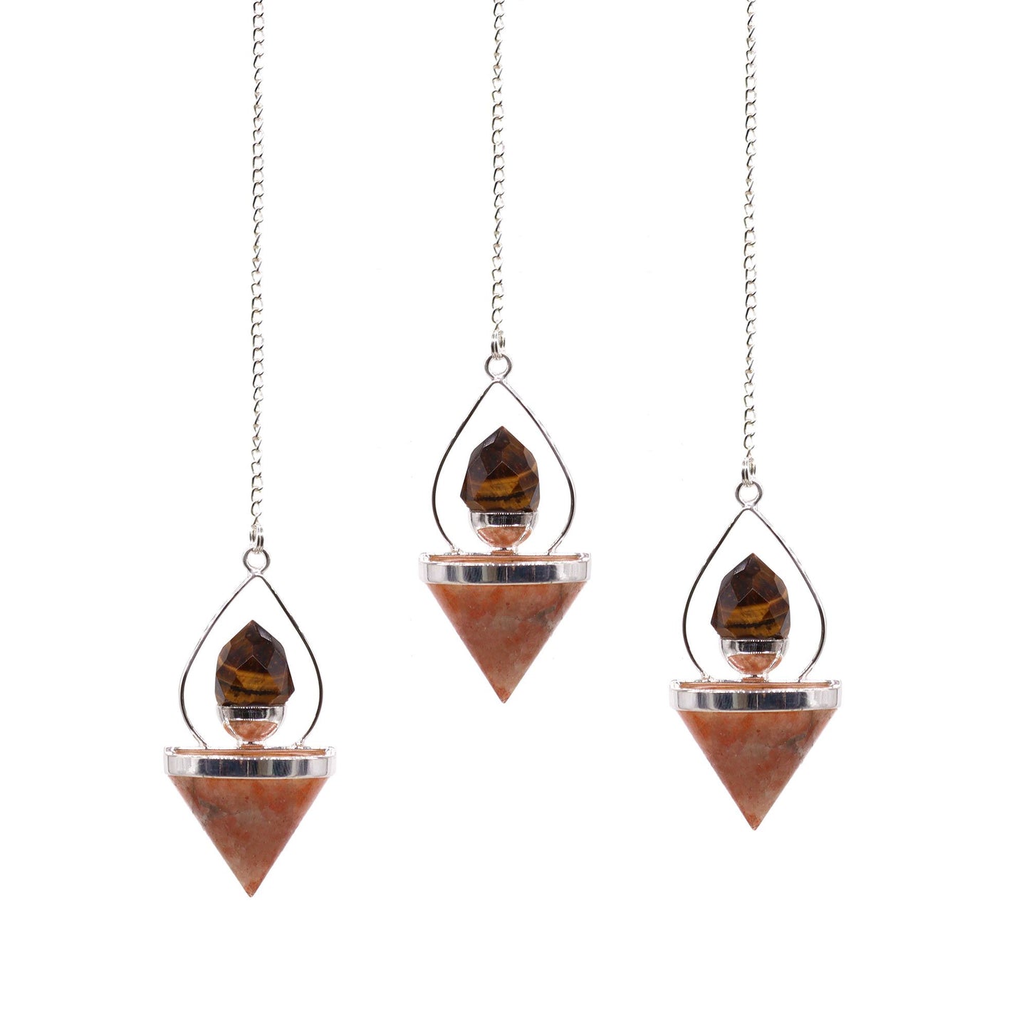 Sunstone & Tiger Eye Gemstone Lantern of Life Pendulum