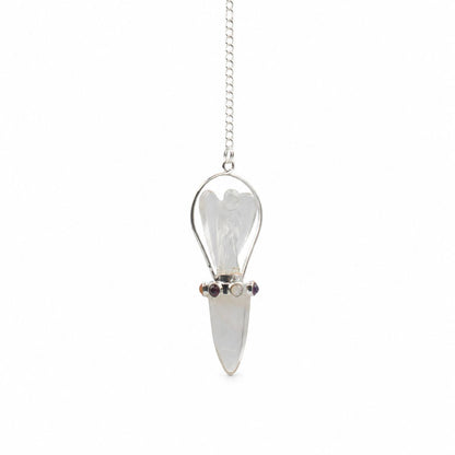 Clear Quartz Celestial Guide Angel Pendulum with Chakra Band