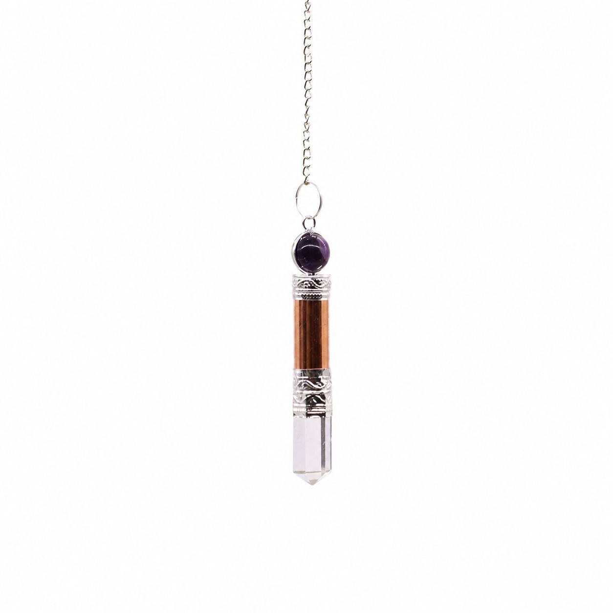 Amethyst, Quartz, Copper Pendulum