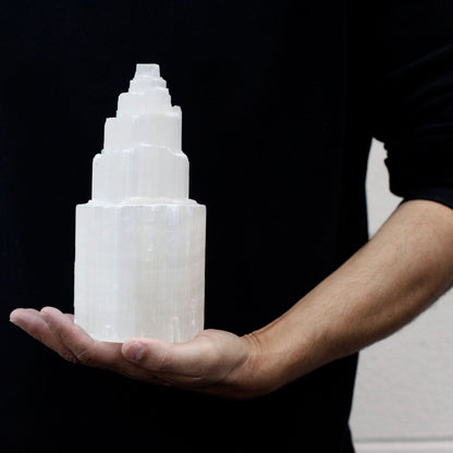 Natural Cleansing Selenite Tower Lamp - 20 cm