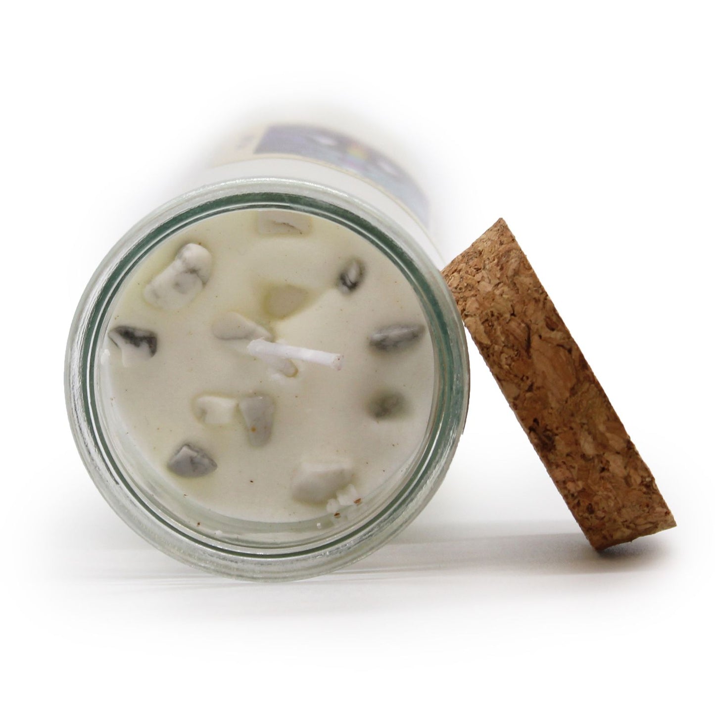 Magic Spell Candle for Cleansing with WHITE JASPER gemstones, SAGE & PEPPERMINT