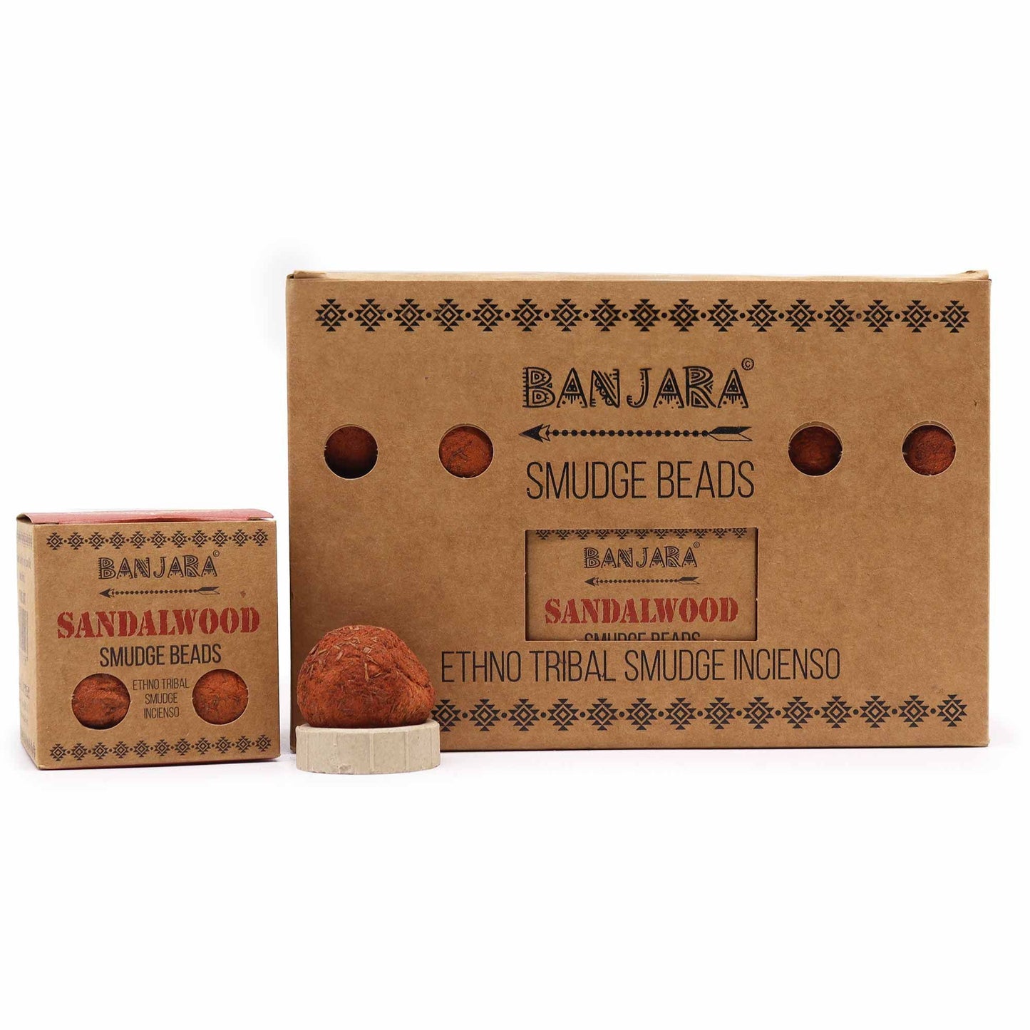 Sandalwood Banjara Smudge Beads and Bead Holder