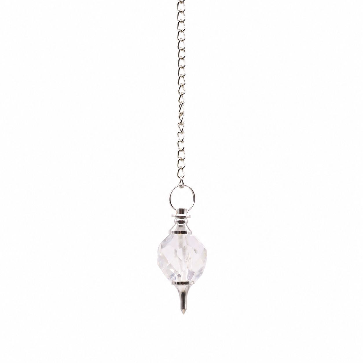 Rock Quartz Faceted Gemstone Pendulum