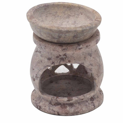 Small Soapstone Oil Burner Three Moon and Pentagram
