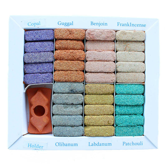 Set of 70 Incense Smudge Bricks and Burner - 7 Wild West Fragrances