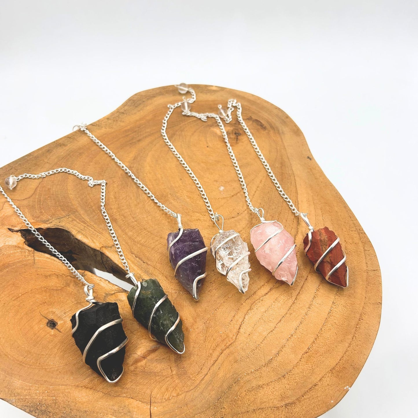Rock Quartz Raw Gemstone Pendulum
