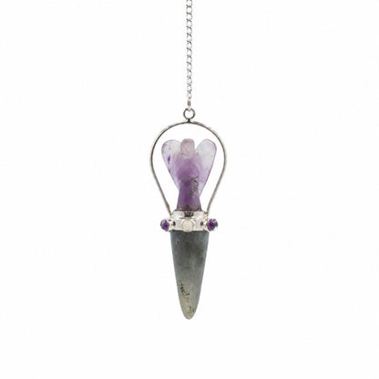Labradorite, Amethyst Veilwalker Angel Pendulum with Chakra Band