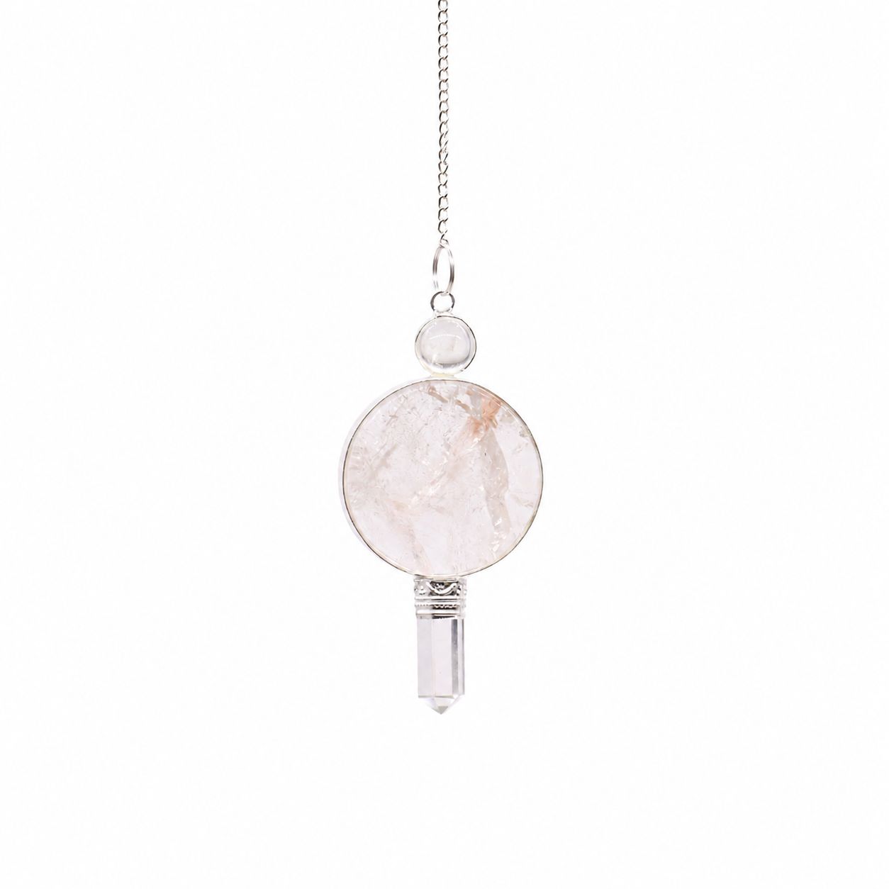 Clear Crystal Point Large Round Stone Centrepiece Pendulum
