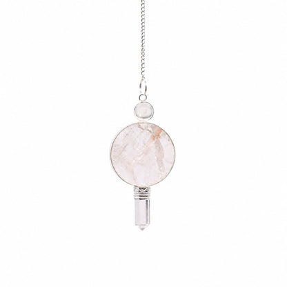 Clear Crystal Point Large Round Stone Centrepiece Pendulum