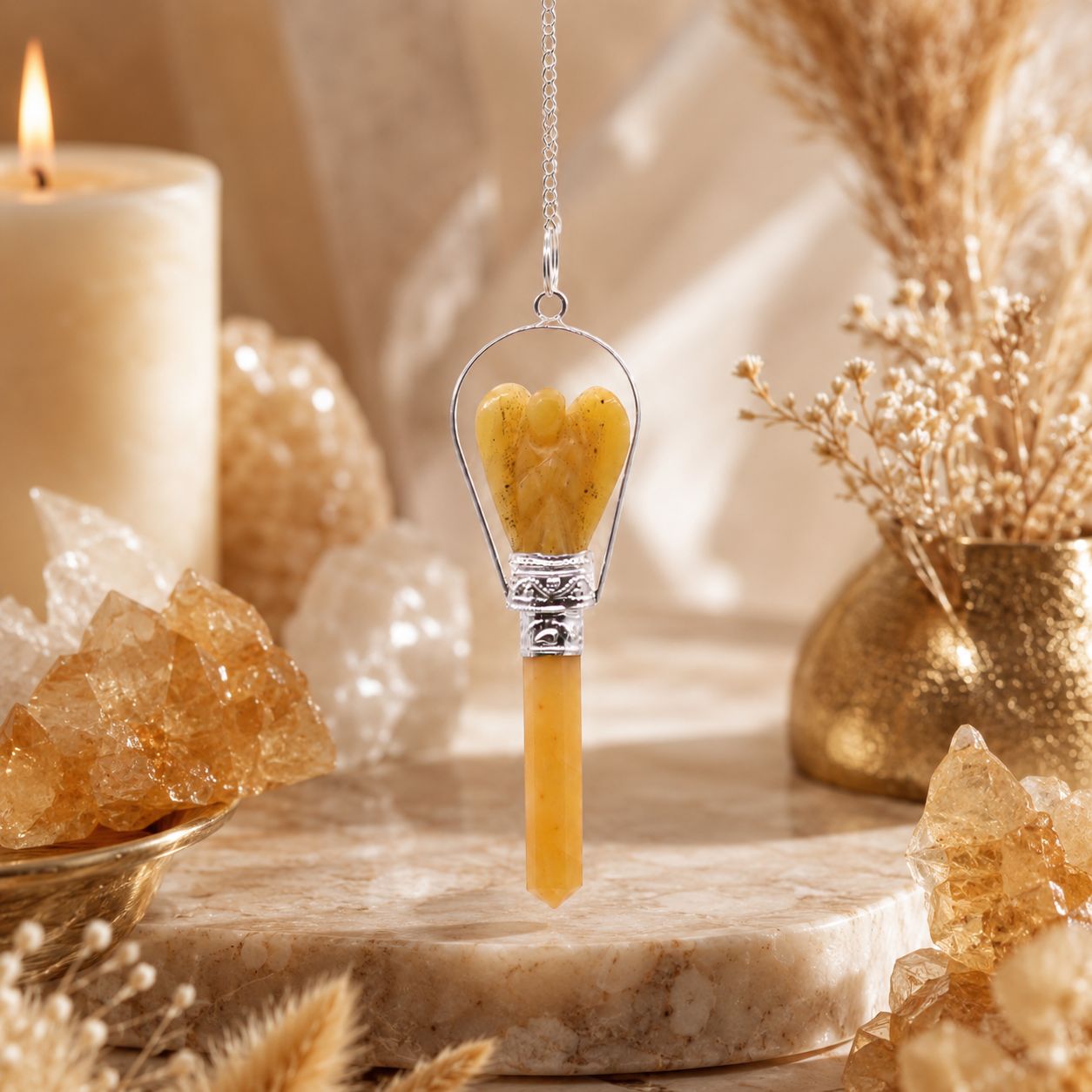 Yellow Quartz Angel Pendulum