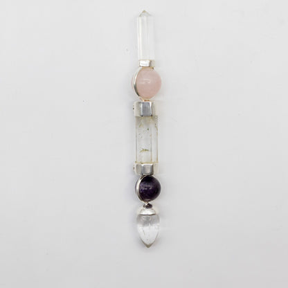 Celestial Prism Wand - Amethyst Moving Crystal Sphere Quartz Stem