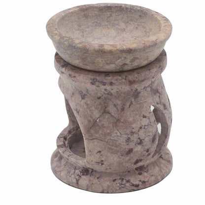 Small Soapstone Oil Burner Three Moon and Pentagram