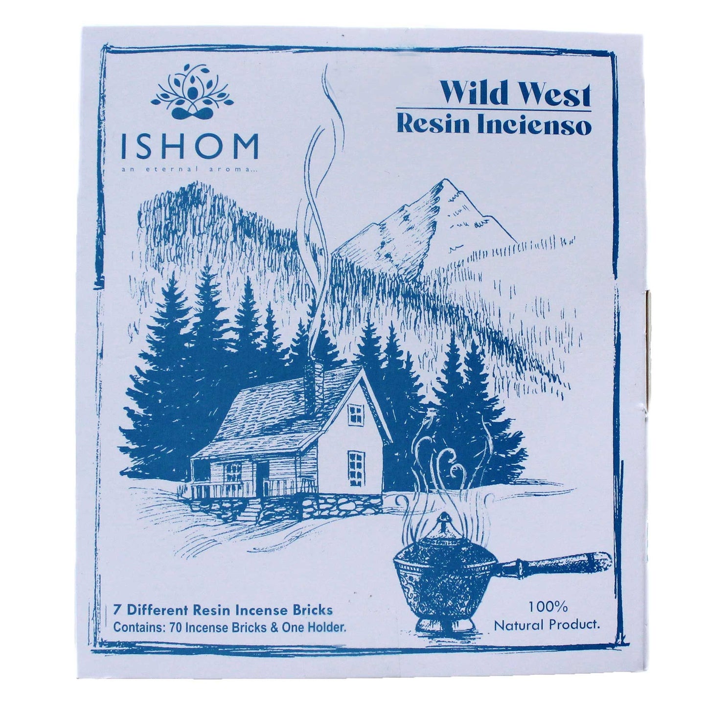 Set of 70 Incense Smudge Bricks and Burner - 7 Wild West Fragrances