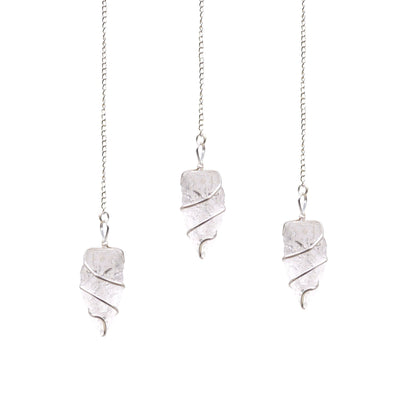Rock Quartz Raw Gemstone Pendulum