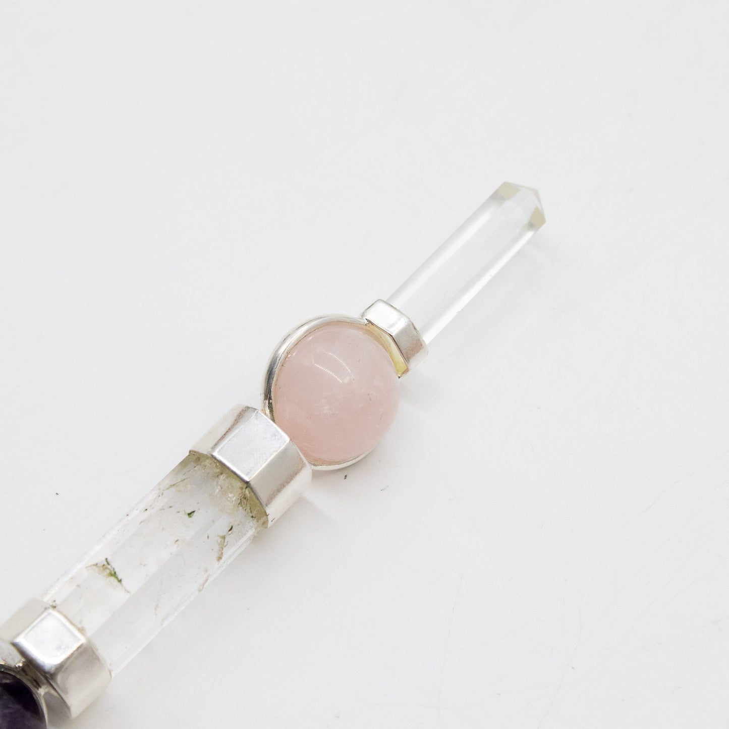Celestial Prism Wand - Amethyst Moving Crystal Sphere Quartz Stem