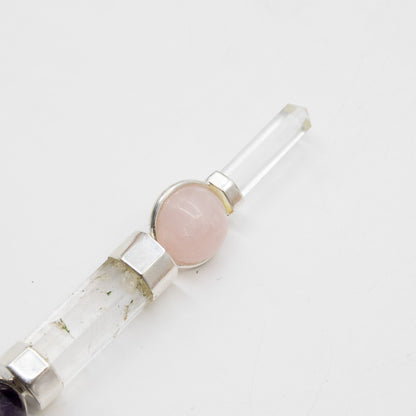 Celestial Prism Wand - Amethyst Moving Crystal Sphere Quartz Stem