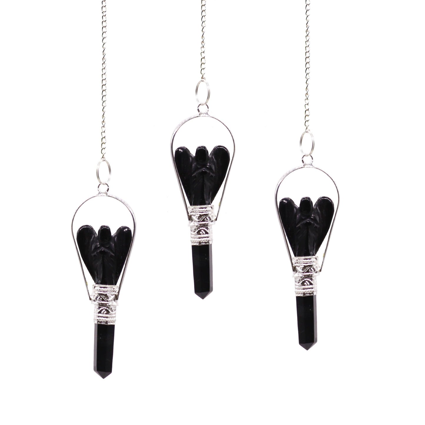 Black Agate Angel Pendulum