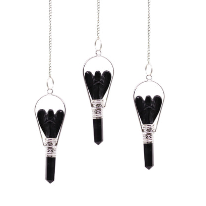 Black Agate Angel Pendulum